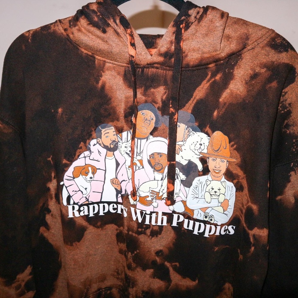 Unisex Rappers w/Puppies Hand-Dyed Hoodie